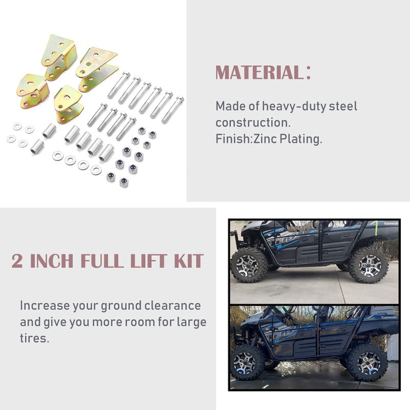 WSays UTV 2'' Front & Rear Full Suspension Lift Kit Compatible with Kawasaki Teryx 800 14-25 Fit Teryx 750 12-13 - Image 2